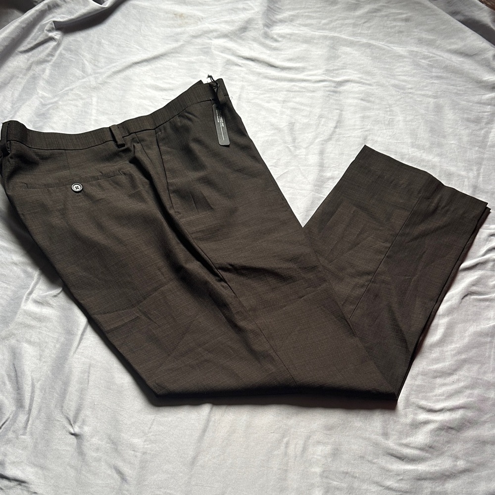Eddie Domani Tailored Fit Men's Elegant Brown Dress Pants